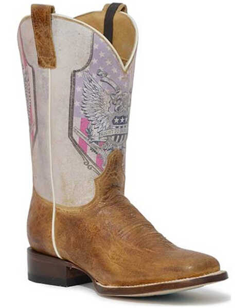 Image #1 - Roper Men's 2nd Amendment Concealed Carry Printed Western Boots - Square Toe , Tan, hi-res