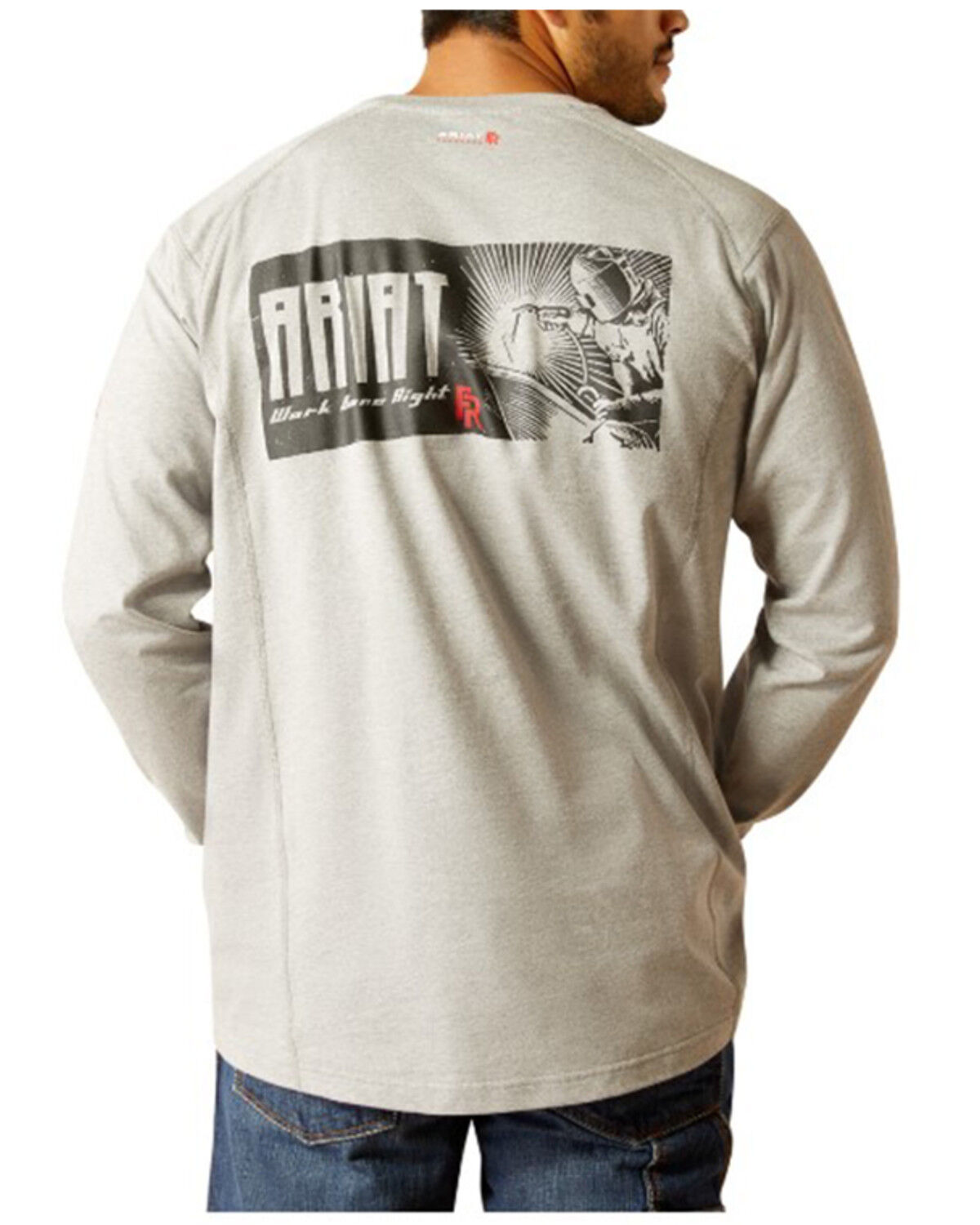 Image #1 - Ariat Men's FR Air Deco Long Sleeve Graphic T-Shirt, Grey, hi-res