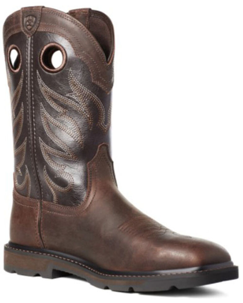 Ariat Men's Brown Groundwork Western Work Boots - Soft Toe, Brown, hi-res