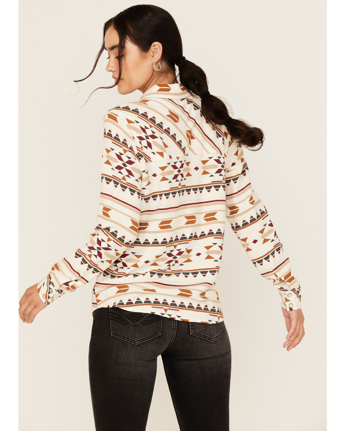 Image #4 - Idyllwind Women's Maplegrove Southwestern Print Long Sleeve Western Shirt, Ivory, hi-res