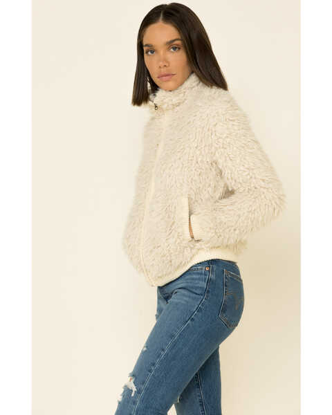 Image #5 - Angie Women's Cream Zip-Front Faux Fur Jacket , , hi-res