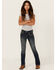 Image #3 - Shyanne Girls' Medium Wash Cowhide Pocket Bootcut Stretch Denim Jeans, Medium Wash, hi-res