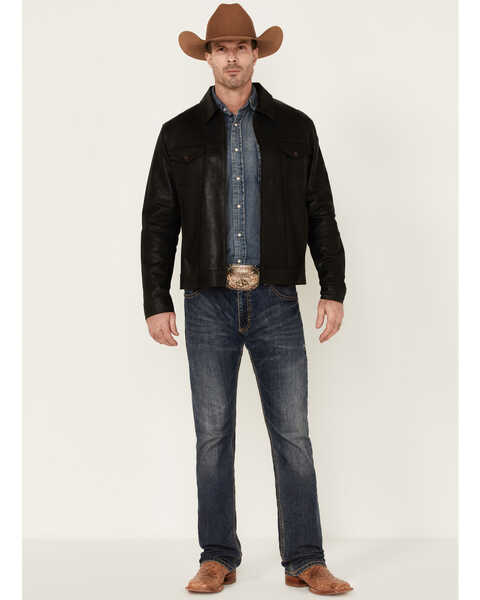Image #2 - Scully Men's Solid Black Zip-Front Lightweight Leather Jacket , Black, hi-res