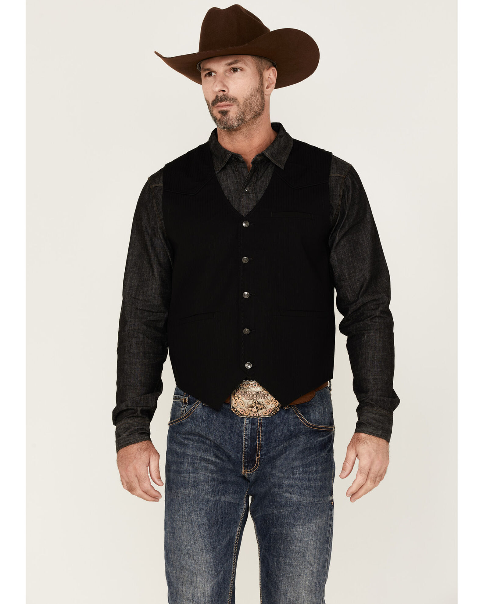 Mens western down vest top