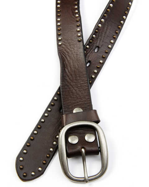 Bed Stu Women's Dark Brown Multi Studded Leather Belt, Dark Brown, hi-res