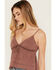 Image #4 - Cleo + Wolf Women's Solid Sleeveless Peplum Tank Top, Brown, hi-res