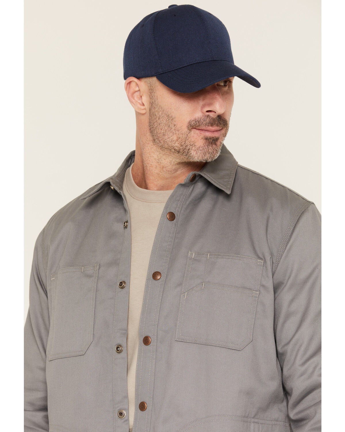 Image #2 - Cody James Men's FR Solid Lined Long Sleeve Snap Work Shirt Jacket, Grey, hi-res