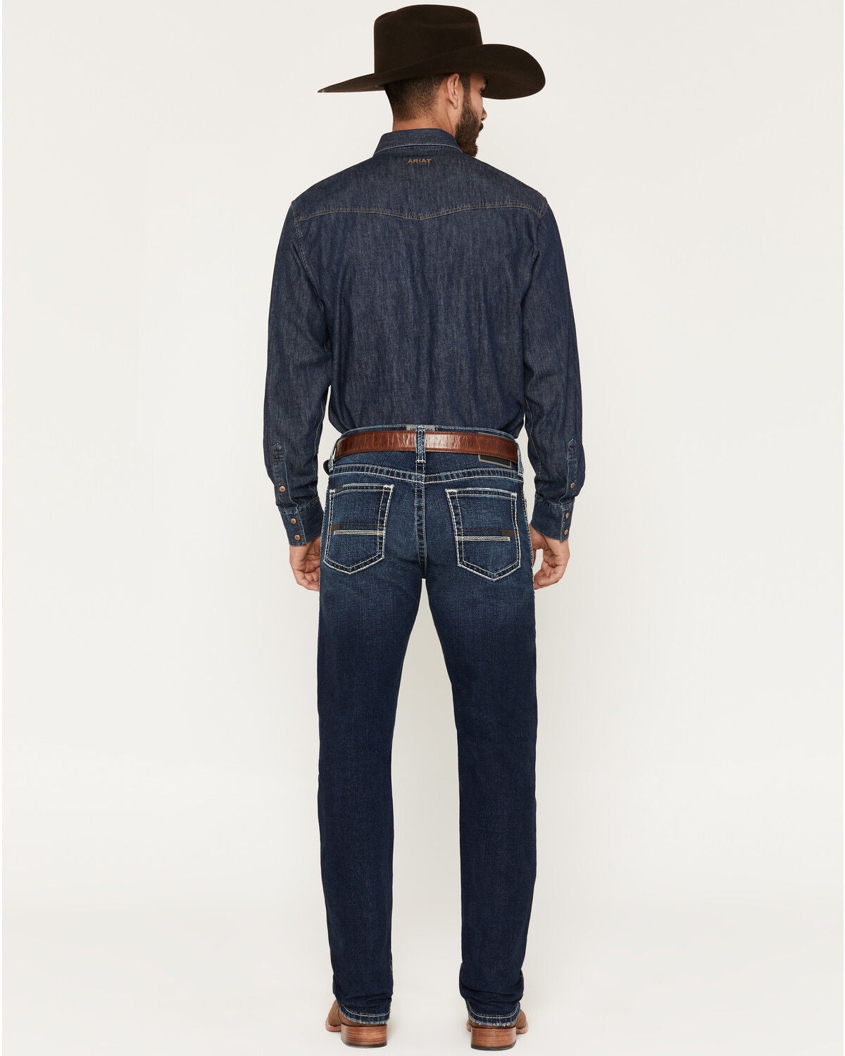 Image #3 - Ariat Men's M8 Hillcrest Carlington Dark Wash Straight Stretch Denim Jeans, Dark Wash, hi-res