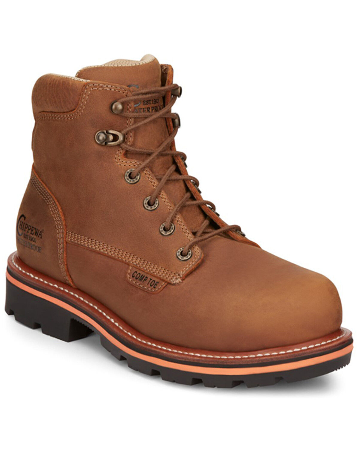 Image #1 - Chippewa Men's Thunderstruck Blonde 6" Lace-Up Waterproof Work Boots - Composite Toe, Lt Brown, hi-res