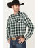 Image #2 - Cody James Men's Weeping Willow Medium Plaid Western Snap Flannel Shirt, Green, hi-res