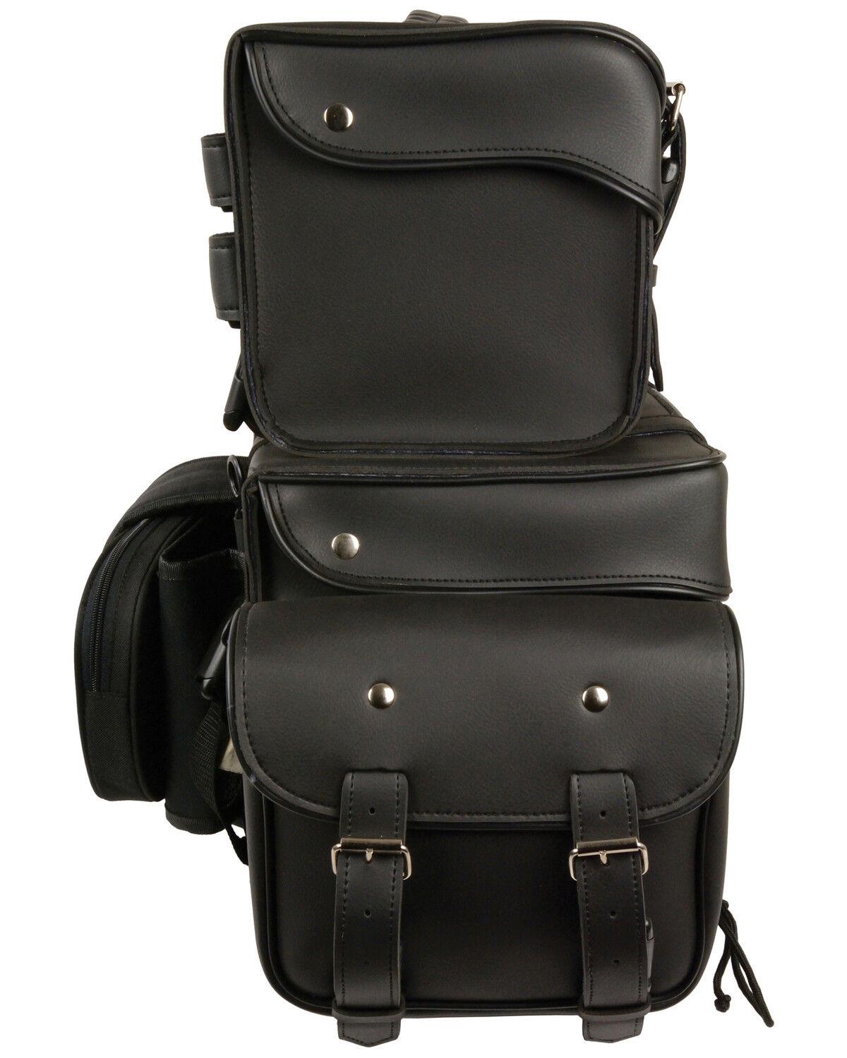 Image #4 - Milwaukee Leather Large Four Piece PVC Touring Pack With Barrel Bag, Black, hi-res
