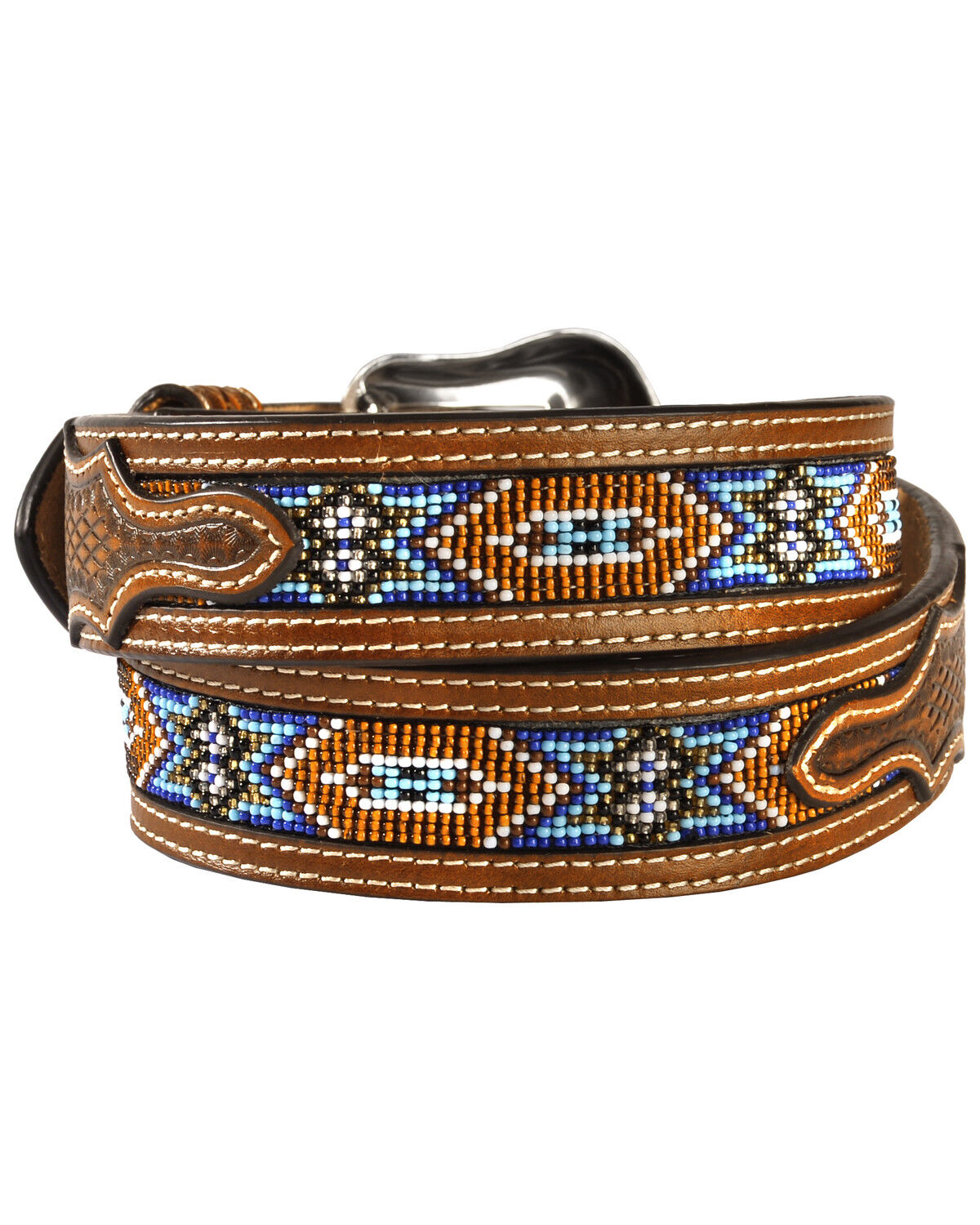 Image #2 - Nocona Men's Floral Beaded Western Belt, , hi-res