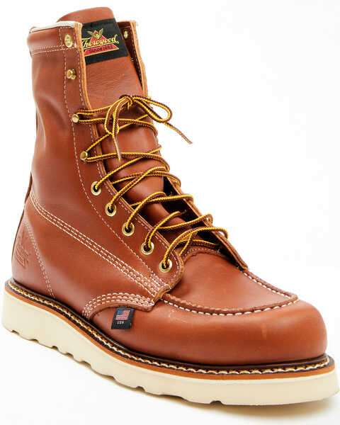 Thorogood Men's 8" American Heritage Moc Work Boots - Soft Toe, Brown, hi-res