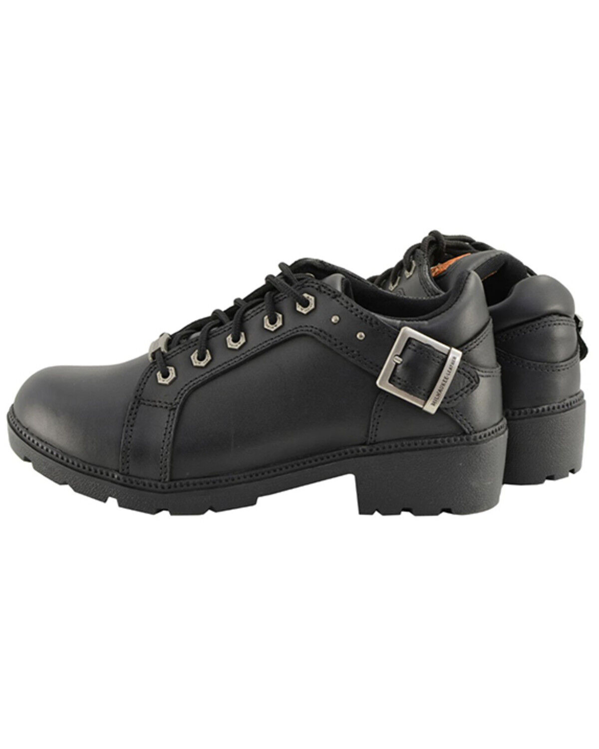 Image #3 - Milwaukee Leather Women's Lace-Up Motorcycle Shoes - Round Toe, Black, hi-res