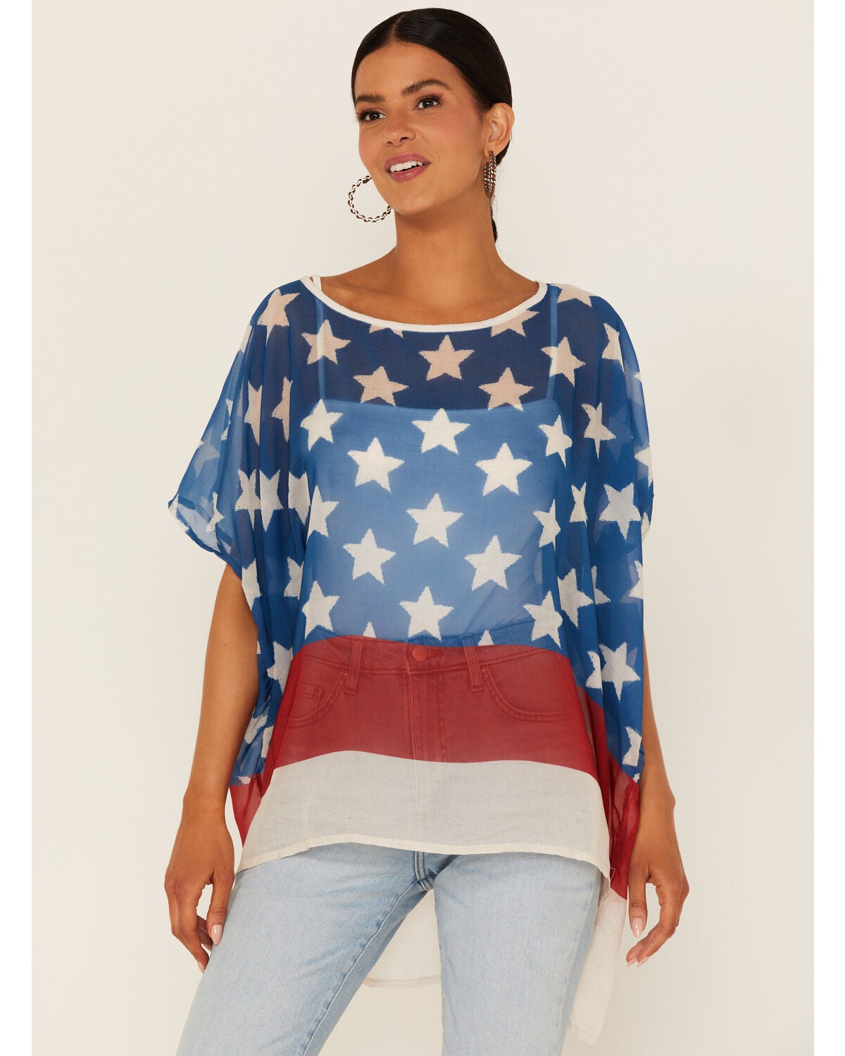 Tasha Polizzi Women's Stars & Stripes Spirit Poncho, Multi, hi-res