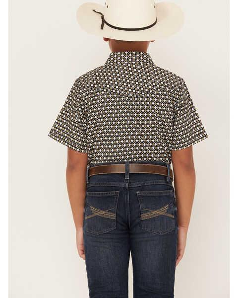 Image #4 - Cody James Boys' Dotted Print Short Sleeve Snap Western Shirt, Tan, hi-res