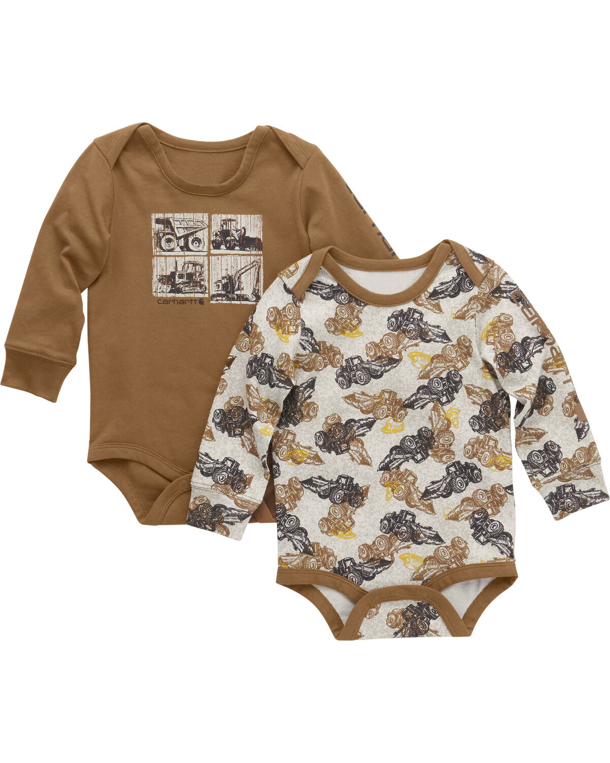 Image #1 - Carhartt Infant Boys' Printed Long Sleeve Pocket Onesie Set - 2 Piece, Brown, hi-res