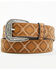 Image #1 - RANK 45® Men's Emmett Southwestern Stitched Leather Belt, Brown, hi-res