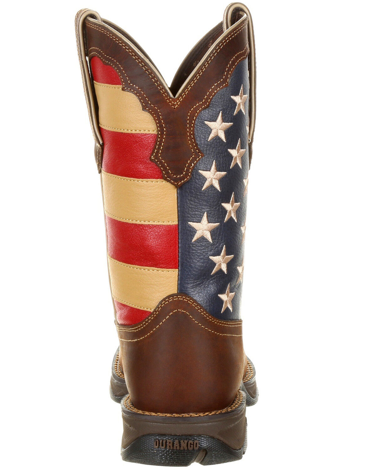 Image #4 - Durango Women's Lady Rebel Patriotic Flag Work Boots - Steel Toe, Brown, hi-res