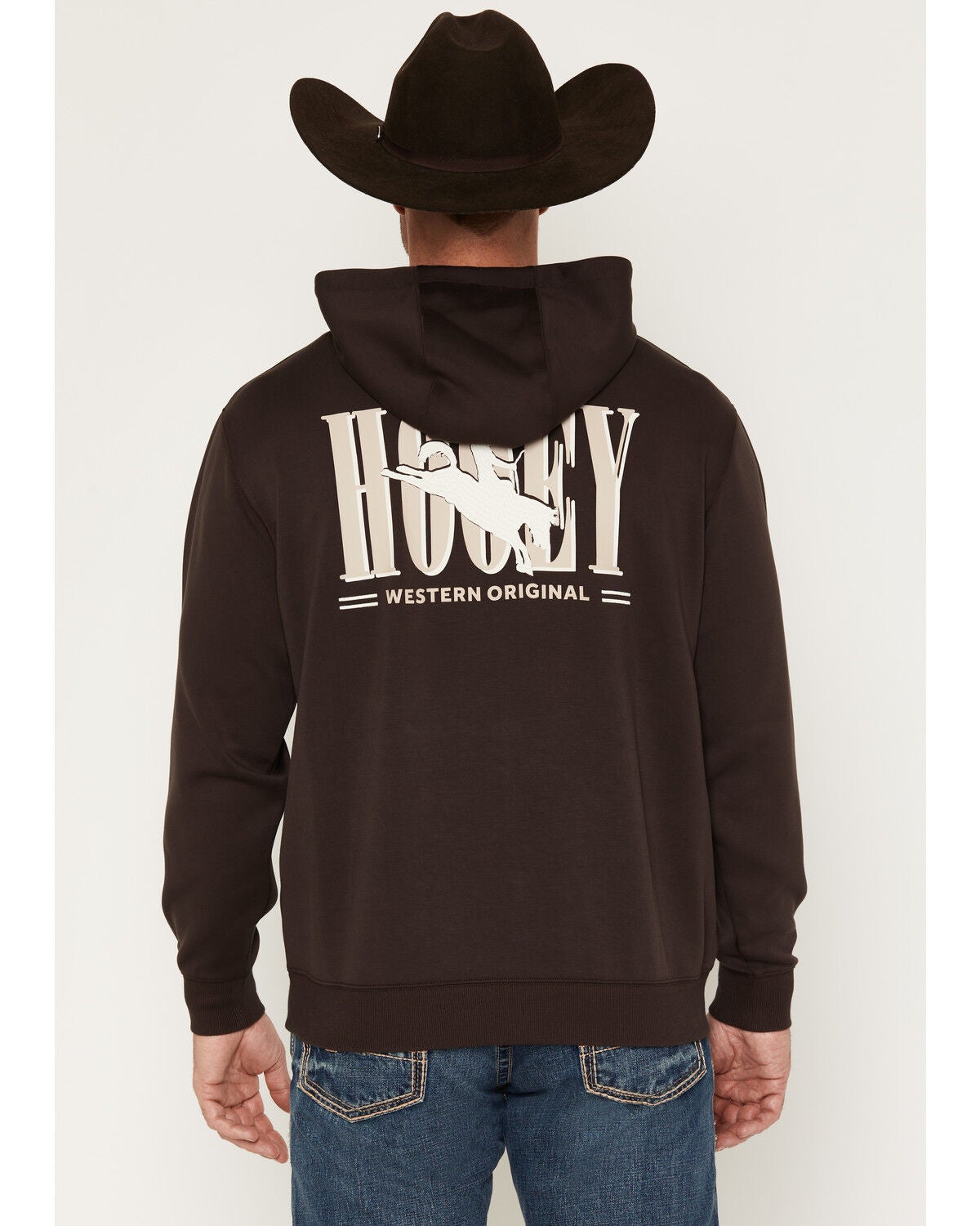 Image #4 - Hooey Men's Boot Barn Exclusive Wild Ride Hooded Sweatshirt, Dark Brown, hi-res
