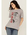 Image #1 - Blended Women's Howdy Skeleton Short Sleeve Graphic Tee, Grey, hi-res