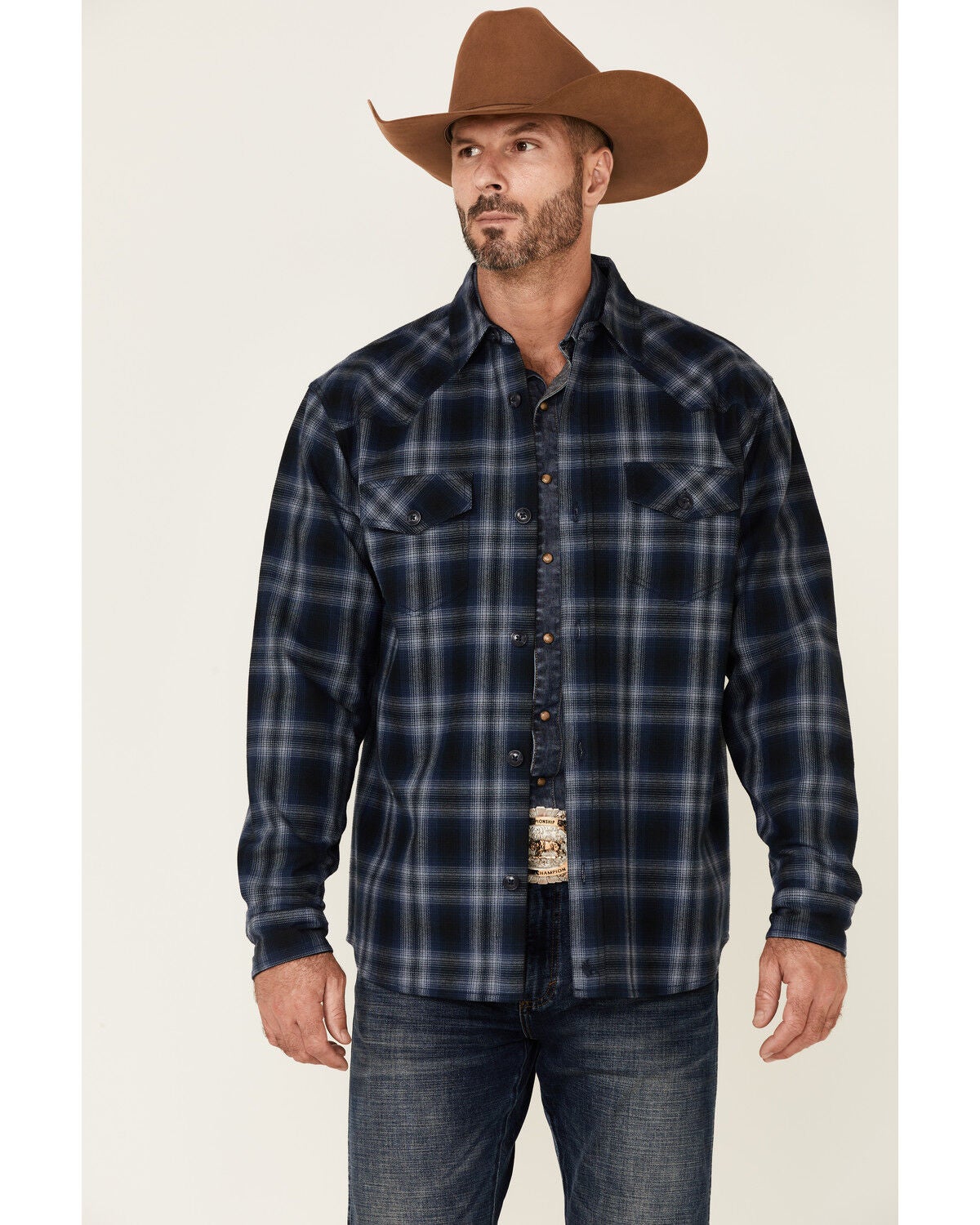 Image #1 - Cody James Men's Ice Cap Bonded Large Plaid Long Sleeve Button Down Western Flannel Shirt , , hi-res