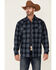 Cody James Men's Ice Cap Bonded Large Plaid Long Sleeve Snap Western Flannel Shirt , Navy, hi-res