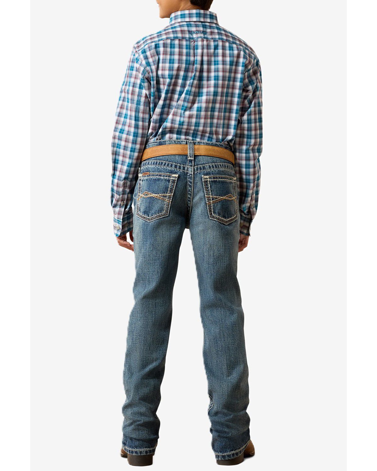 Image #1 - Ariat Boys' Medium Wash Jonathon B4 Relaxed Bootcut Denim Jeans, Medium Wash, hi-res