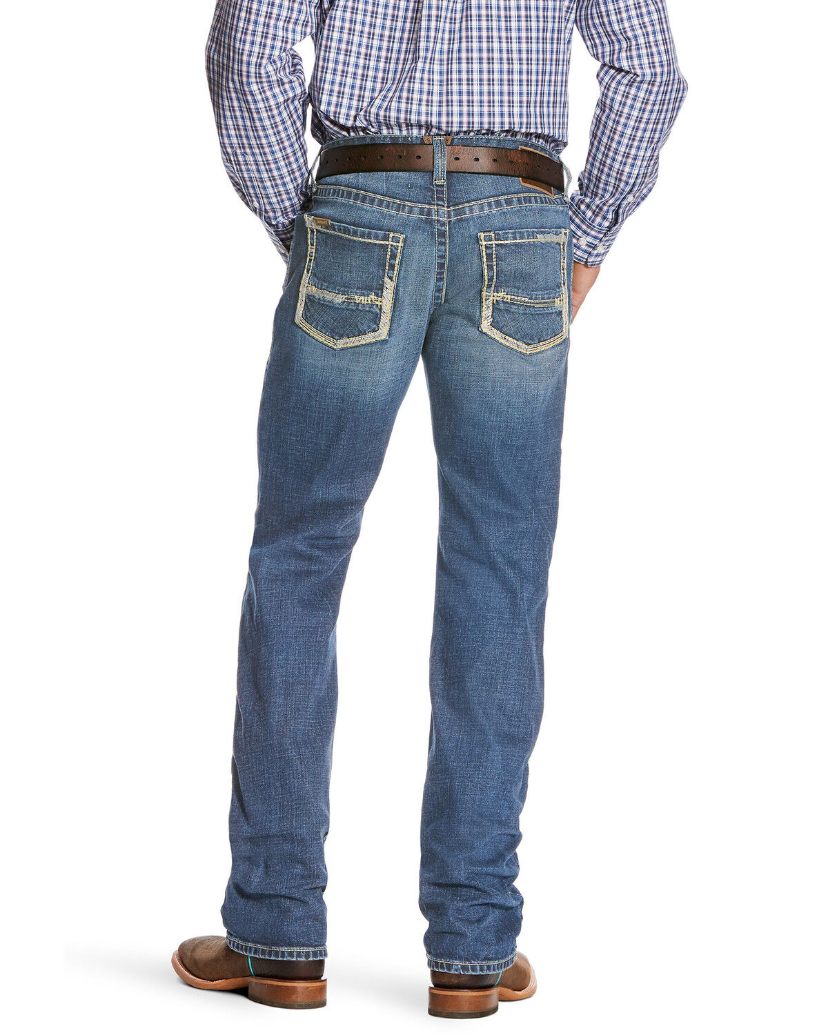Image #1 - Ariat Men's M5 Nolan Slim Stackable Stretch Straight Leg Jeans, Blue, hi-res