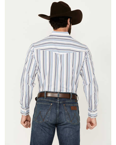 Image #4 - Ely Walker Men's Striped Print Long Sleeve Pearl Snap Western Shirt, White, hi-res