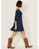 Image #2 - Jolt Women's Rouched Front Embroidered Dress, Navy, hi-res