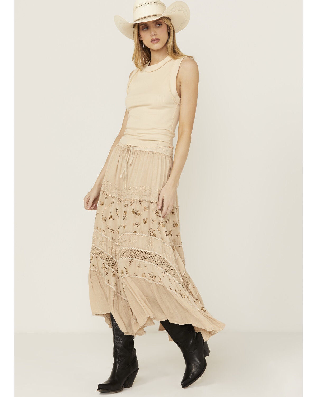 Scully Women's Floral Print Midi Skirt, Sand, hi-res