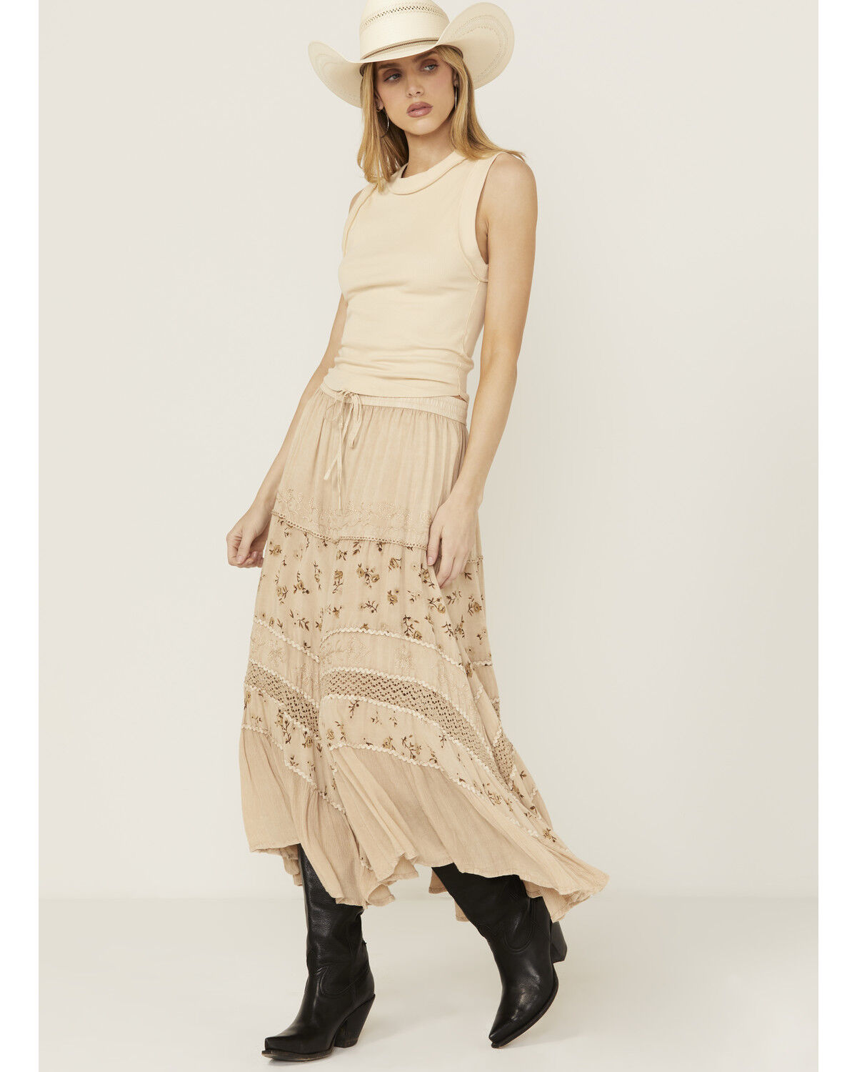 Image #1 - Scully Women's Floral Print Midi Skirt, Sand, hi-res