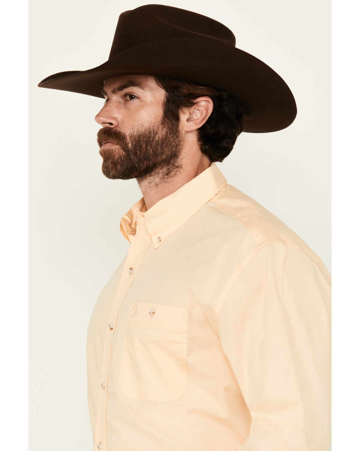 Image #2 - George Strait by Wrangler Men's Solid Long Sleeve Button-Down Stretch Western Shirt, Yellow, hi-res