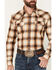 Blue Ranchwear Galveston Plaid Print Long Sleeve Snap Western Shirt, Dark Brown, hi-res