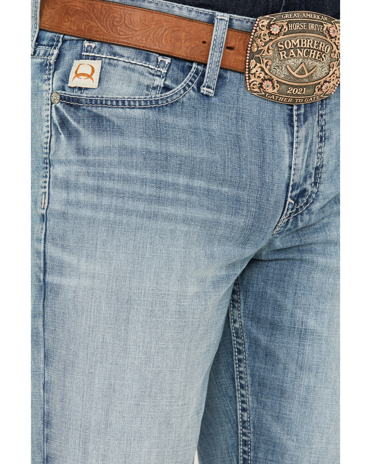 Image #2 - Cinch Men's Light Wash Slim Straight Performance Stretch Denim, Indigo, hi-res