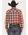 Image #4 - Wrangler Retro Men's Plaid Print Long Sleeve Snap Western Shirt, Red, hi-res