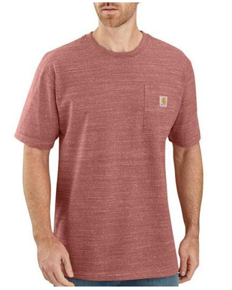 Carhartt Men's Solid Heavyweight Short Sleeve Work Pocket T-Shirt - Big & Tall, Heather Red, hi-res