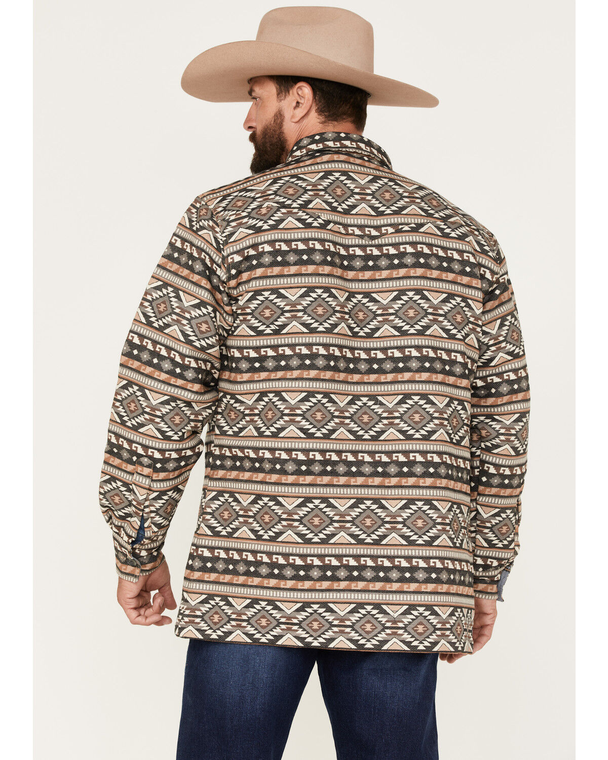 Image #4 - Scully Men's Southwestern Stripe Print Jacquard Shacket, Tan, hi-res