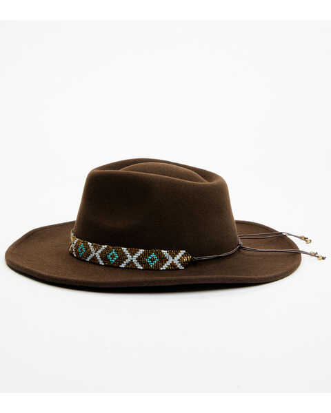 Nikki Beach Women's Big Sky Wool Felt Western Hat , Brown, hi-res