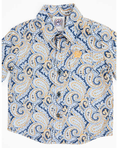 Image #2 - Cinch Infant Boys' Paisley Print Long Sleeve Button Down Western Shirt, Light Blue, hi-res