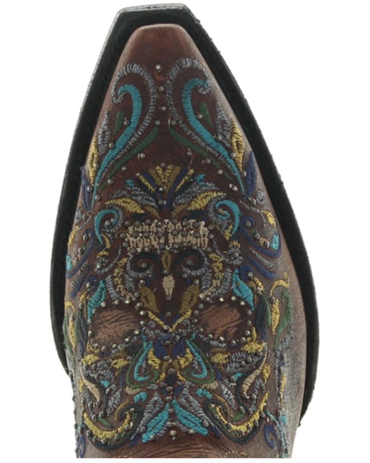 Image #3 - Old Gringo Women's Dulce Calavera Embroidered Cowhide Leather Western Fashion Booties - Snip Toe, Cognac, hi-res