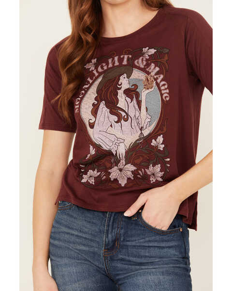 Shyanne Women's Moonlight and Magic Graphic Tee, Maroon, hi-res