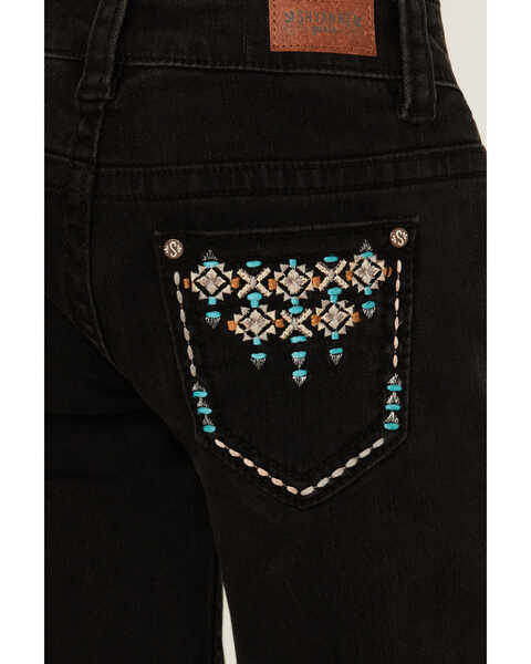 Image #4 - Shyanne Girls' Southwestern Embroidered Pocket Bootcut Stretch Jeans, Black, hi-res