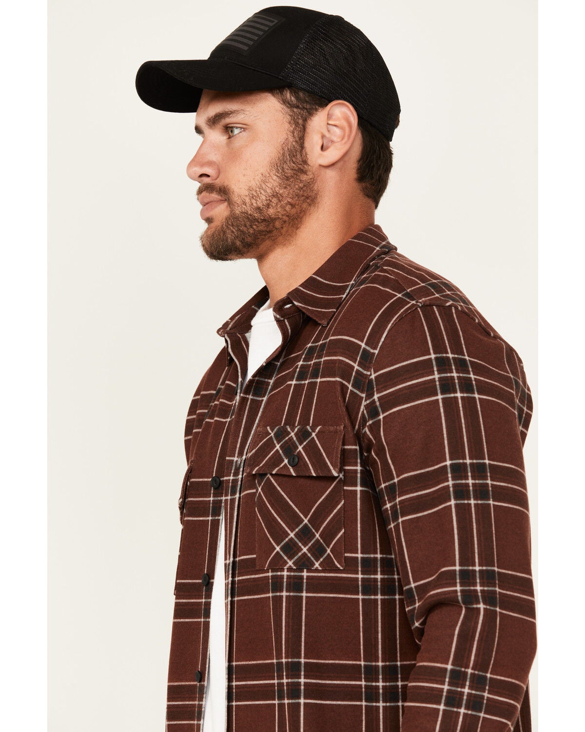 Image #2 - Brothers and Sons Men's Locket Plaid Print Long Sleeve Button-Down Stretch Western Shirt, Wine, hi-res