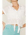 Image #2 - Wild Moss Women's Tie Front Shadow Plaid Button Front Blouse, White, hi-res
