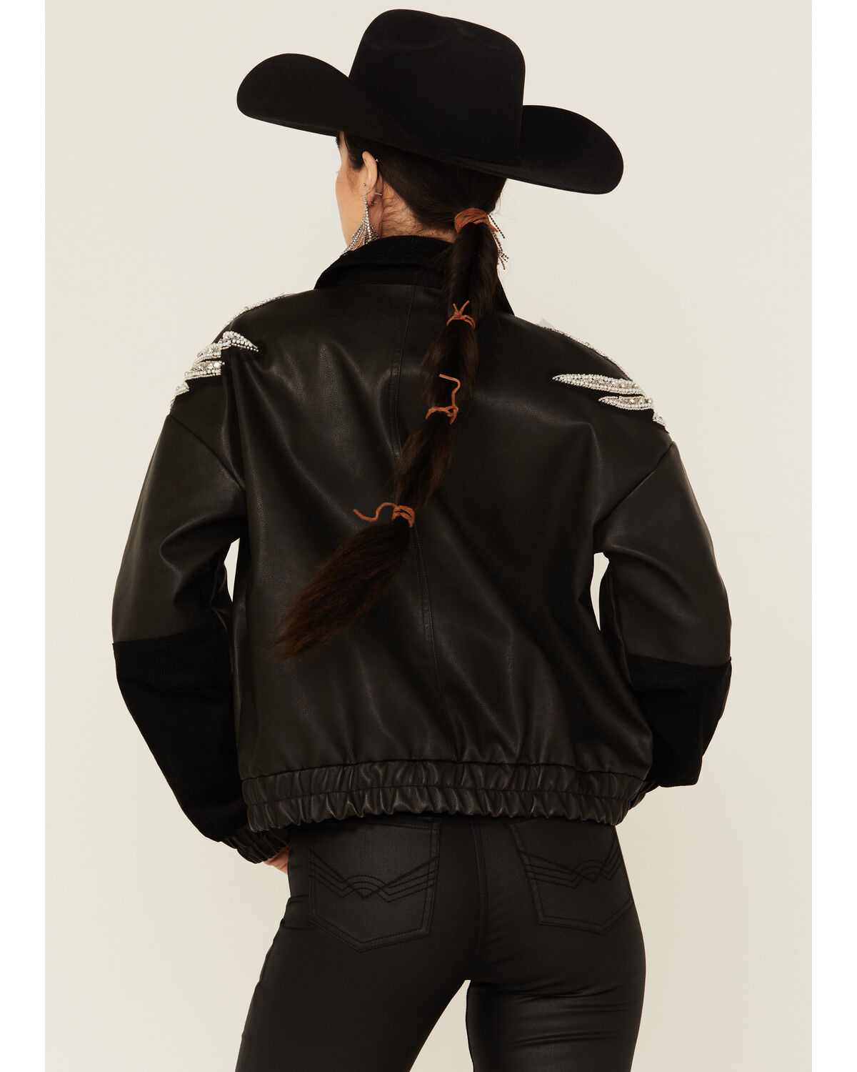 Image #4 - Miss Me Women's Winged Faux Leather Jacket, Black, hi-res