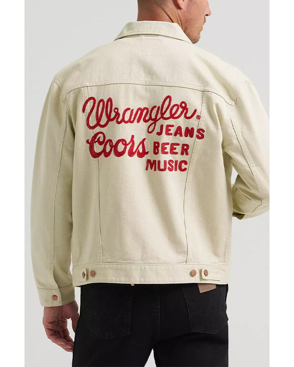 Wrangler X Coors Men's Logo Embroidered Button-Down Jacket, Cream, hi-res