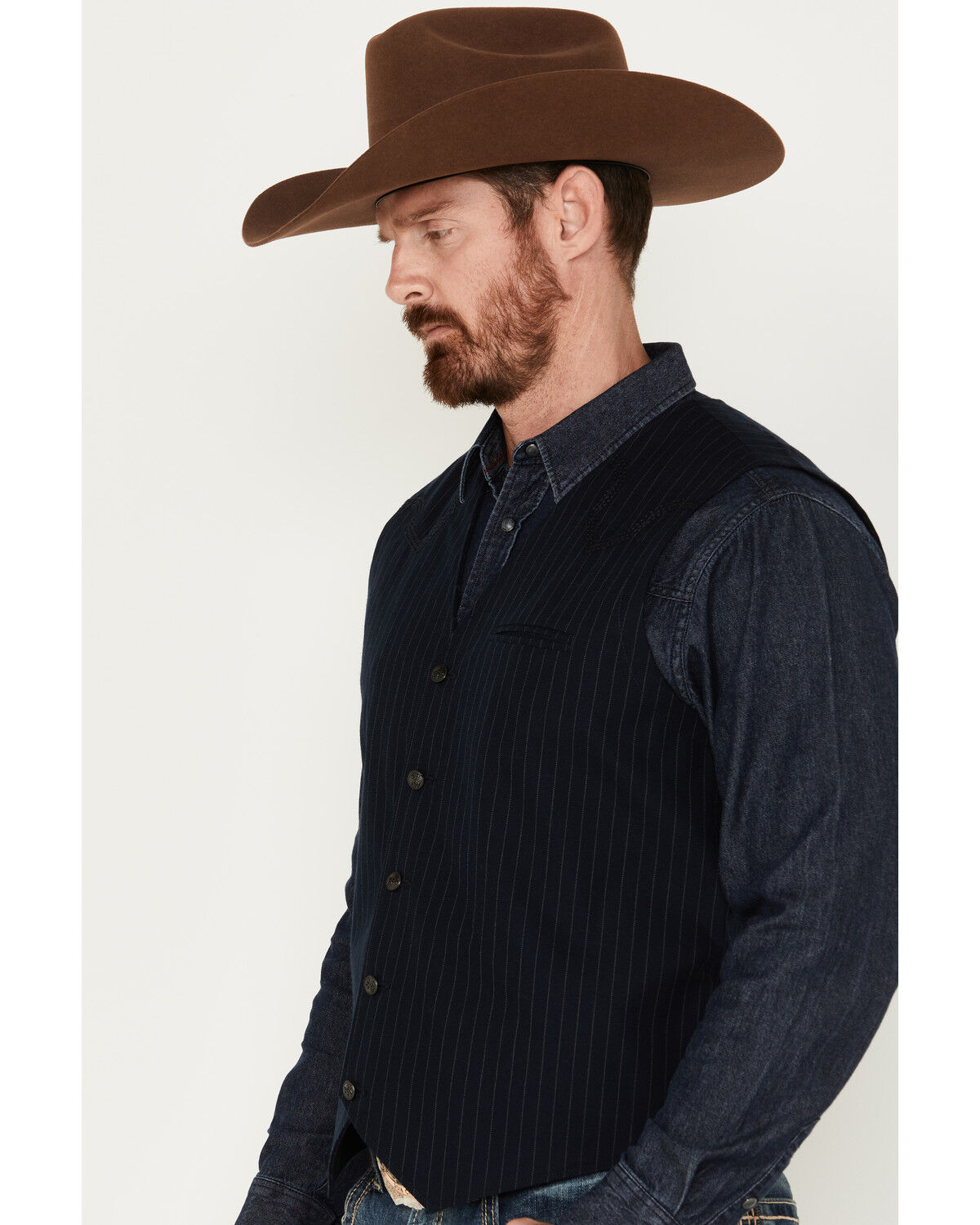 Image #2 - Moonshine Spirit Men's Pinstripe Capone Wool Vest, Navy, hi-res