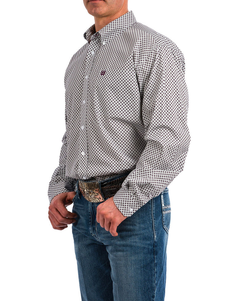 Cinch Men's White Diamond Geo Print Long Sleeve Western Shirt | Sheplers